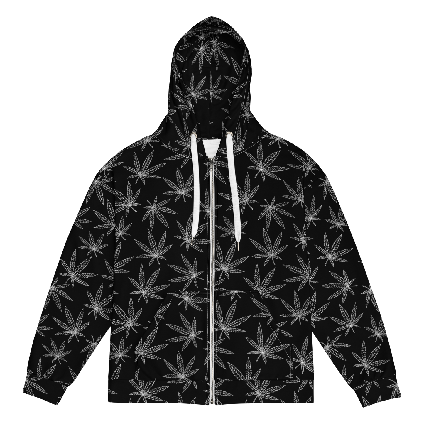 "Leafy Dreams" Zip-Up Cannabis Grower Hoodie (B/W)