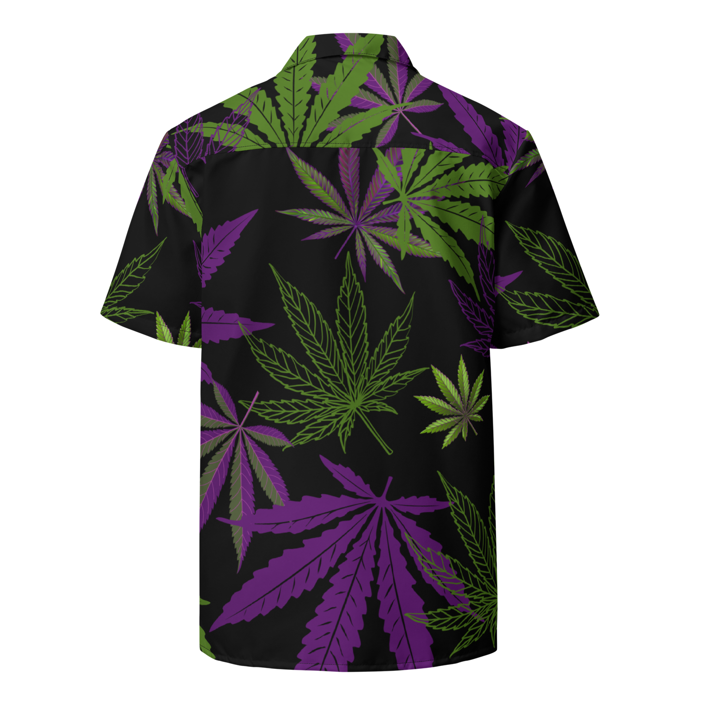 "Tropical Kush" Hawaiian-Style Cannabis Leaf Button-Down Shirt