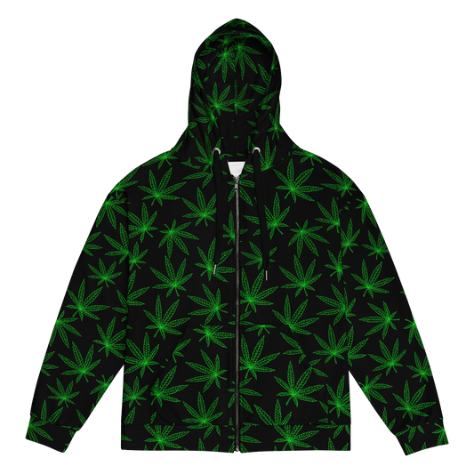 "Leafy Dreams" Zip-Up Cannabis Grower Hoodie (B/G)